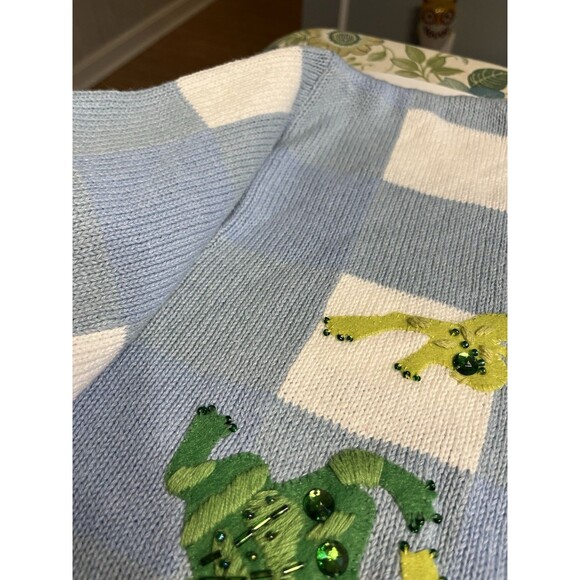 Quacker Factory Embroidered Frogs Button Down Short Sleeve Sweater 3X~ NWT - Picture 8 of 16